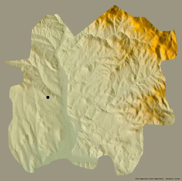 马其顿市Staro Naquicane的形状 其首都以纯色背景隔离 地形浮雕图 3D渲染 — 图库照片