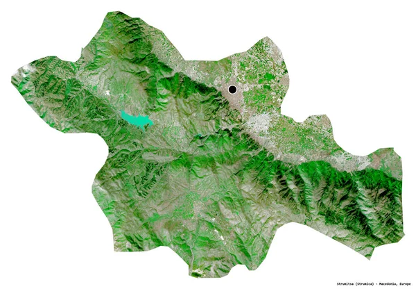Форма Струмицы Муниципалитета Македонии Столицей Изолированной Белом Фоне Спутниковые Снимки — стоковое фото