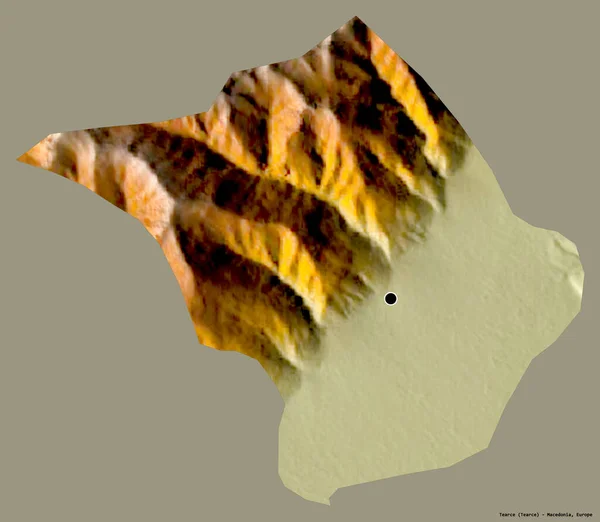 马其顿市Tearce的形状 其首都以纯色背景隔离 地形浮雕图 3D渲染 — 图库照片