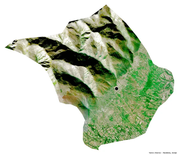 Форма Tearce Муниципалитет Македонии Столицей Изолированной Белом Фоне Спутниковые Снимки — стоковое фото