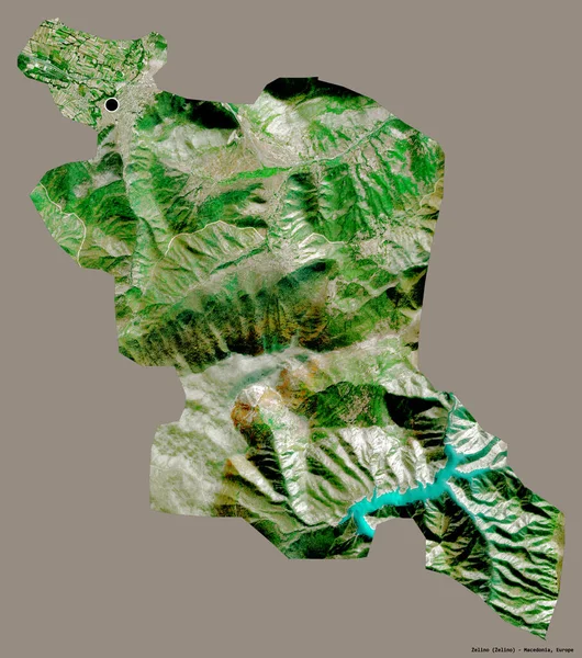 マケドニアの自治体ゼリーノの形 その首都は 固体色の背景に隔離されました 衛星画像 3Dレンダリング — ストック写真
