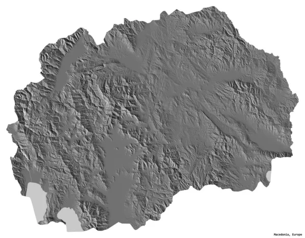 Forma Macedoniei Capitala Izolată Fundal Alb Harta Altitudinii Bilevelelor Redare — Fotografie, imagine de stoc
