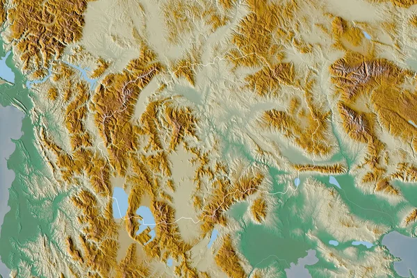 Extended Area Outlined Macedonia Topographic Relief Map Rendering — Stock Photo, Image