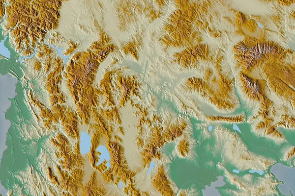 Extended Area Macedonia Topographic Relief Map Rendering — Stock Photo, Image