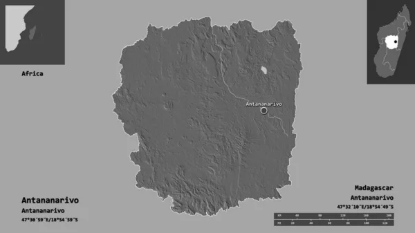 Форма Антанананариву Автономной Провинции Мадагаскар Столицы Шкала Расстояний Предварительные Просмотры — стоковое фото