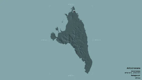 Area Antsiranana Autonomous Province Madagascar Isolated Solid Background Georeferenced Bounding — Stock Photo, Image