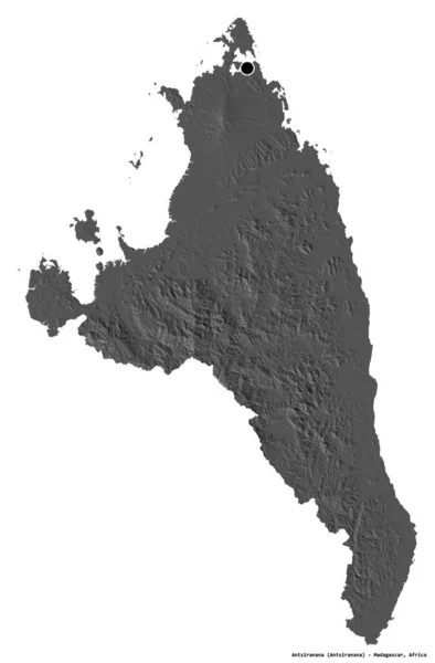 Forma Antsiranana Provincia Autónoma Madagascar Con Capital Aislada Sobre Fondo —  Fotos de Stock