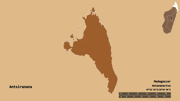 Shape Antsiranana Autonomous Province Madagascar Its Capital Isolated Solid Background — Stock Photo, Image