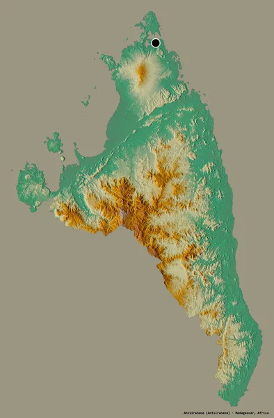 마다가스카르 지역인 티시아 라나의 형상과 수도는 배경으로 고립되어 렌더링 — 스톡 사진