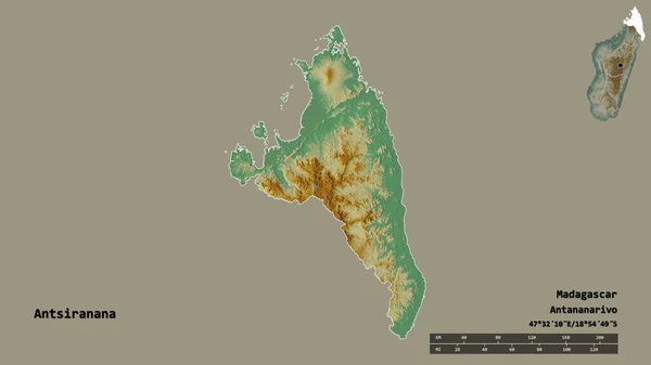 Forme Antsiranana Province Autonome Madagascar Avec Capitale Isolée Sur Fond — Photo