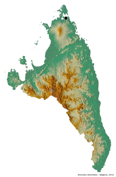 Tvar Antsiranany Autonomní Provincie Madagaskar Hlavním Městem Izolovaným Bílém Pozadí — Stock fotografie