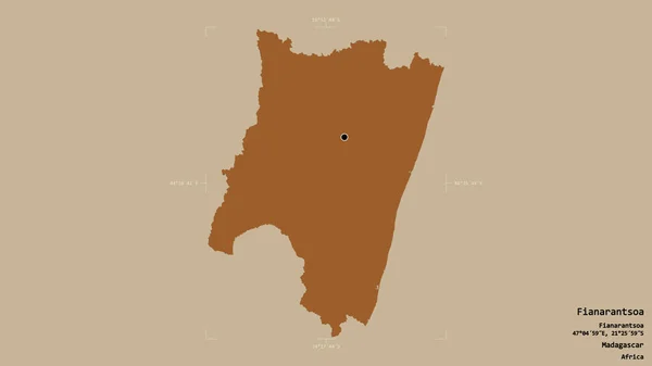 马达加斯加省Fianarantsoa地区 以坚实的背景隔离在一个地理参考方块中 图形纹理的组成 3D渲染 — 图库照片