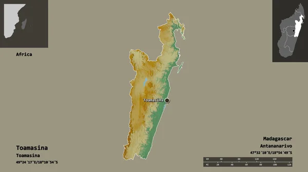 Forma Toamasina Provincia Autonoma Del Madagascar Sua Capitale Scala Distanza — Foto Stock