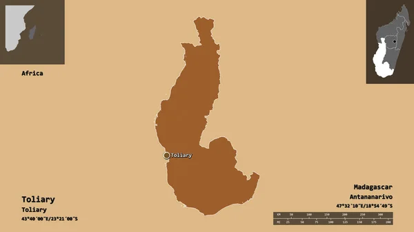 Форма Толиари Автономной Провинции Мадагаскар Столицы Шкала Расстояний Предварительные Просмотры — стоковое фото