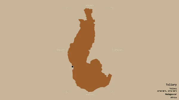 Area Toliary Autonomous Province Madagascar Isolated Solid Background Georeferenced Bounding — Stock Photo, Image