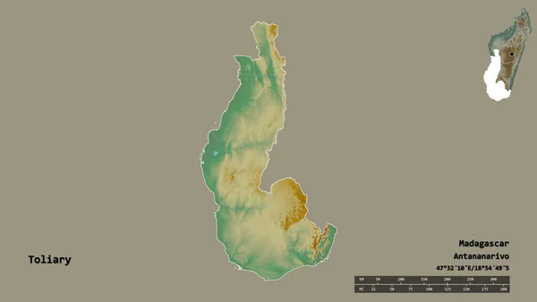 Forma Toliary Provincia Autónoma Madagascar Con Capital Aislada Sobre Fondo —  Fotos de Stock