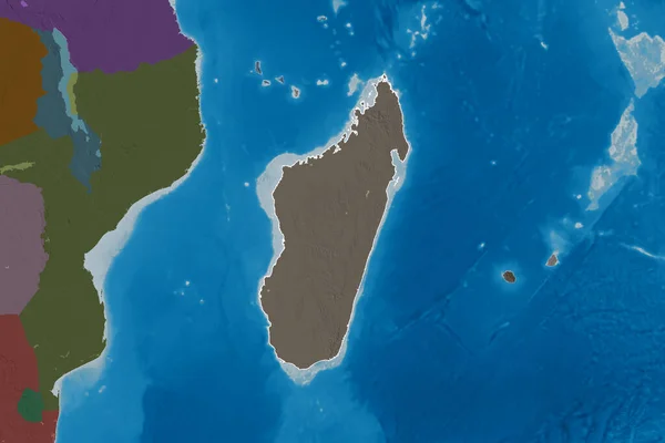 Área Extendida Madagascar Delineada Mapa Elevación Color Renderizado —  Fotos de Stock