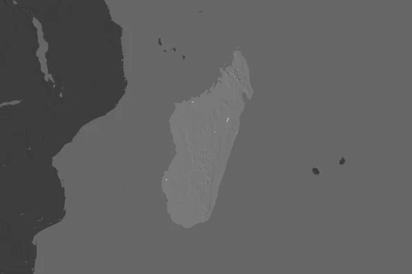 Форма Мадагаскару Розділена Розлиттям Сусідніх Районів Білевелівська Карта Висот Візуалізація — стокове фото
