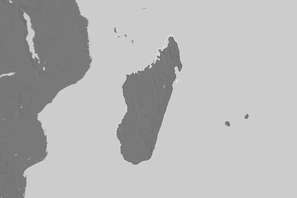 Rozszerzony Obszar Wyznaczonego Madagaskaru Dwupoziomowa Mapa Wysokości Renderowanie — Zdjęcie stockowe