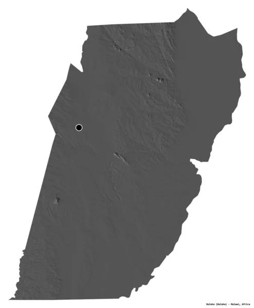 Tvar Balaka Okres Malawi Hlavním Městem Izolovaným Bílém Pozadí Mapa — Stock fotografie