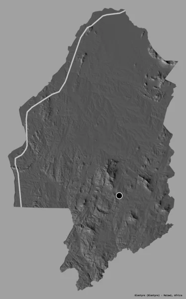 Forma Blantyre Distrito Malawi Con Capital Aislada Sobre Fondo Color — Foto de Stock