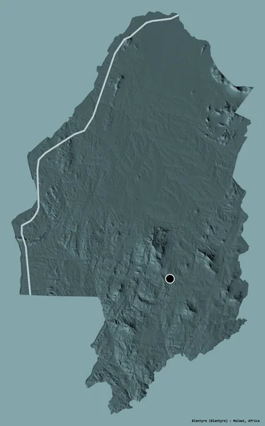 말라위 타이어 지방의 모습을 있으며 수도는 색깔의 배경에 고립되어 지형도 — 스톡 사진