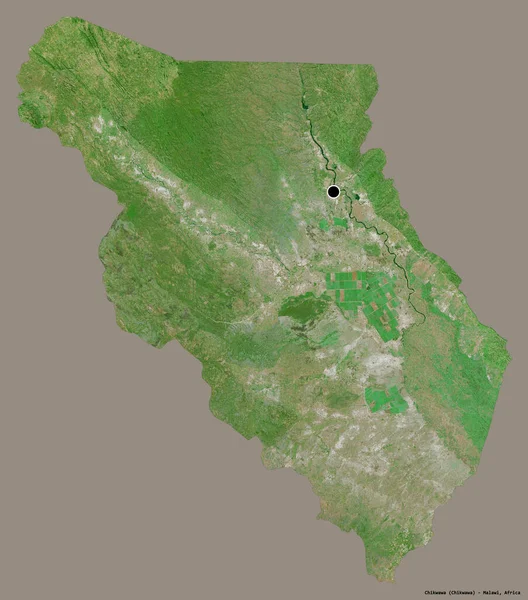 马拉维Chikwawa区的形状 其首都以纯色背景隔离 卫星图像 3D渲染 — 图库照片
