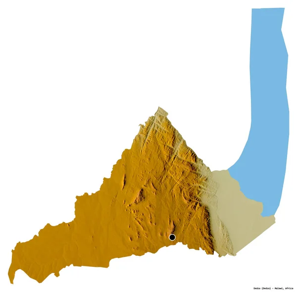 Форма Дедзы Района Малави Столицей Изолированы Белом Фоне Топографическая Карта — стоковое фото