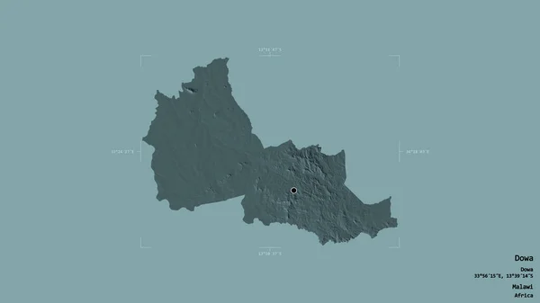 马拉维Dowa区的一个地区 在一个地理参照框的坚实背景下被隔离 彩色高程图 3D渲染 — 图库照片
