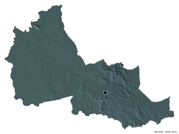 マラウィ地方のドワの形で 首都は白い背景に孤立しています 色の標高マップ 3Dレンダリング — ストック写真