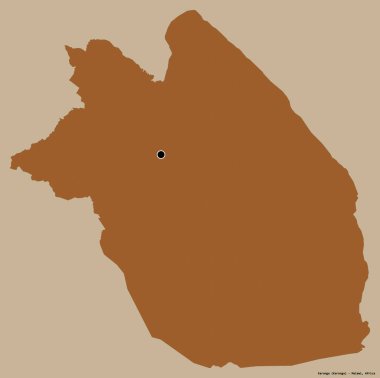 Malawi 'nin Karonga ilçesi, başkenti katı renk arkaplanı ile izole edilmiştir. Desenli dokuların bileşimi. 3B görüntüleme