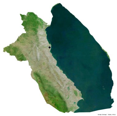 Malawi 'nin Karonga ilçesi, başkenti beyaz arka planda izole edilmiştir. Uydu görüntüleri. 3B görüntüleme