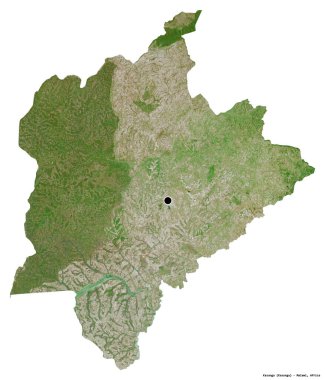 Malawi 'nin Kasungu ilçesi, başkenti beyaz arka planda izole edilmiştir. Uydu görüntüleri. 3B görüntüleme