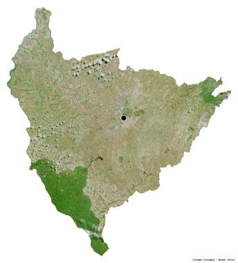 Beyaz arka planda başkenti izole edilmiş Lilongwe, Malawi bölgesi. Uydu görüntüleri. 3B görüntüleme