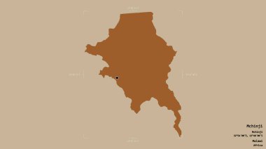 Mchinji bölgesi, Malawi bölgesi, jeoreferatlı bir sınır kutusunda sağlam bir arka planda izole edilmiş. Etiketler. Desenli dokuların bileşimi. 3B görüntüleme