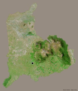 Malawi 'nin Mulanje ilçesi, başkenti katı renk arka planına izole edilmiş. Uydu görüntüleri. 3B görüntüleme
