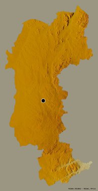 Mzimba 'nın Malawi ilçesi, başkenti katı renk arkaplanı ile izole edilmiştir. Topografik yardım haritası. 3B görüntüleme