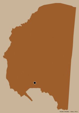 Malawi 'nin Phalombe ilçesi, başkenti katı renk arkaplanı ile izole edilmiştir. Desenli dokuların bileşimi. 3B görüntüleme