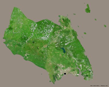 Johor 'un şekli, Malezya eyaleti, sermayesi katı renk arka planında izole edilmiş. Uydu görüntüleri. 3B görüntüleme