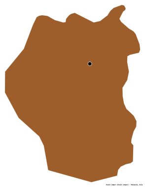 Kuala Lumpur 'un şekli, Malezya federal bölgesi, başkenti beyaz arka planda izole edilmiş. Desenli dokuların bileşimi. 3B görüntüleme