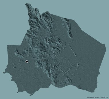 Negeri Sembilan, Malezya eyaleti, başkenti katı renk arkaplanı ile izole edilmiştir. Renkli yükseklik haritası. 3B görüntüleme