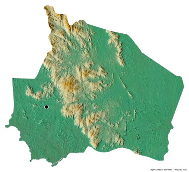 Beyaz arka planda, başkenti izole edilmiş, Malezya devleti Negeri Sembilan 'ın şeklidir. Topografik yardım haritası. 3B görüntüleme