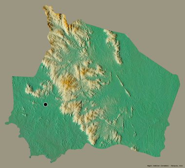 Negeri Sembilan, Malezya eyaleti, başkenti katı renk arkaplanı ile izole edilmiştir. Topografik yardım haritası. 3B görüntüleme