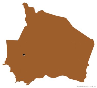 Beyaz arka planda, başkenti izole edilmiş, Malezya devleti Negeri Sembilan 'ın şeklidir. Desenli dokuların bileşimi. 3B görüntüleme