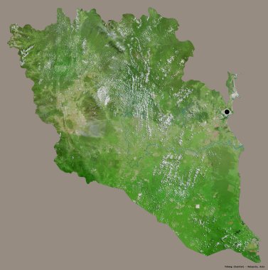 Malezya eyaleti Pahang 'ın şekli, sermayesi katı renk arka planında izole edilmiş. Uydu görüntüleri. 3B görüntüleme