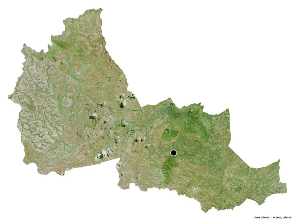 马拉维Dowa区的形状 首都被白色背景隔离 卫星图像 3D渲染 — 图库照片