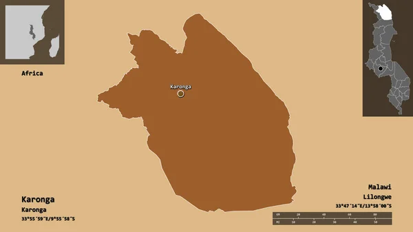 Форма Каронги Района Малави Столицы Шкала Расстояний Предварительные Просмотры Метки — стоковое фото