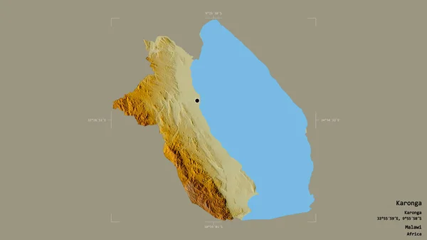 Área Karonga Distrito Malawi Aislada Sobre Fondo Sólido Una Caja — Foto de Stock
