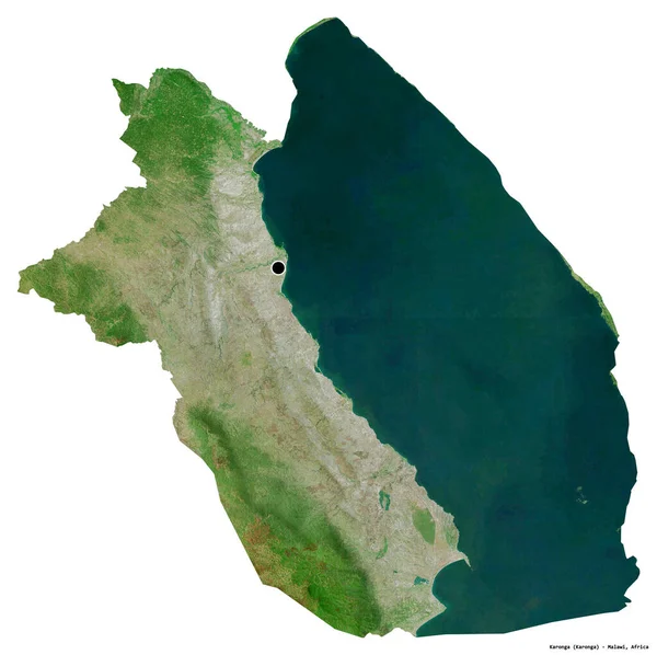 マラウィ地方のカロンガの形で 首都は白い背景に孤立しています 衛星画像 3Dレンダリング — ストック写真