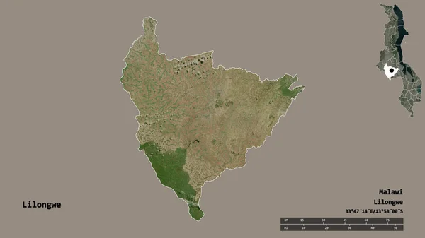 Форма Лілонгве Район Малаві Столицею Ізольованою Твердому Тлі Масштаб Відстаней — стокове фото